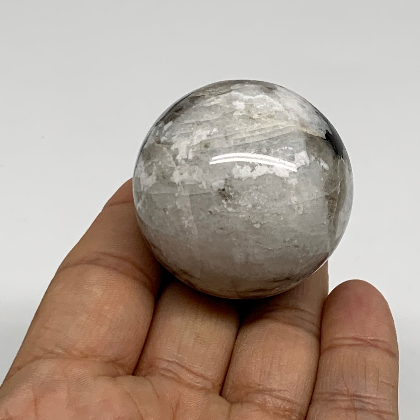 101.8g, 1.7"(41mm), Natural Rainbow Moonstone Sphere Ball Gemstone, B35168