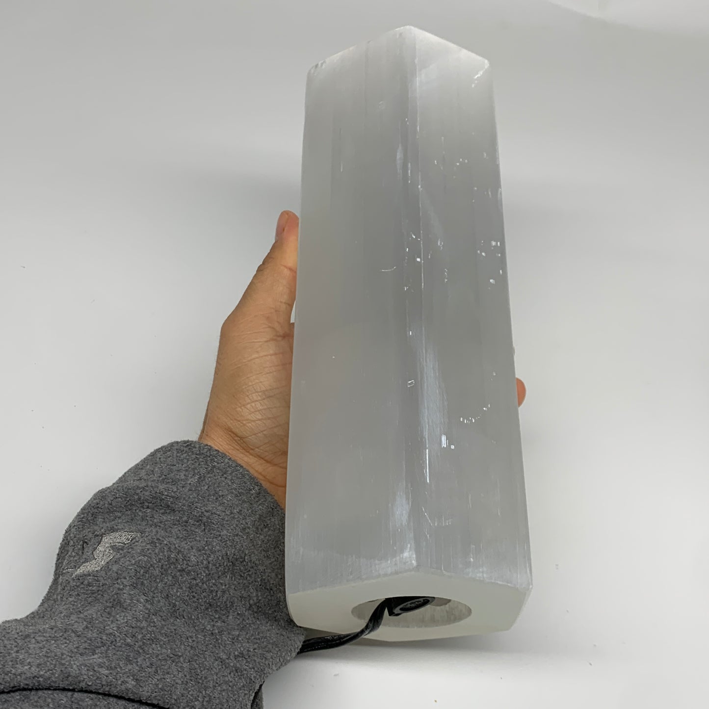 6.7 lbs. 9.25"x3.4", Hexagon Selenite (Satin Spar) Lamp, w/6ft Chord, B35831