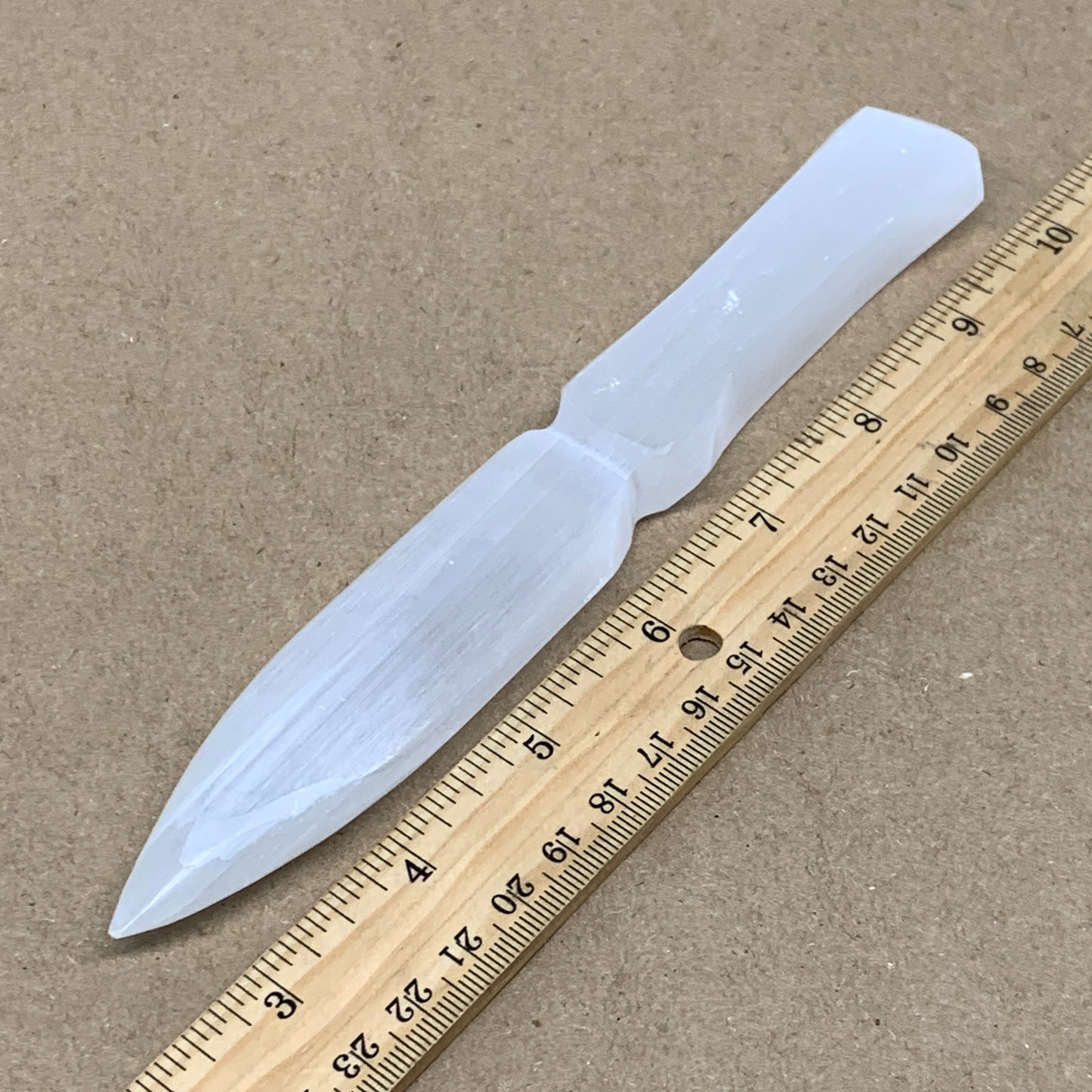 118g, 7.5"x1.2"x0.6", Natural Selenite Crystal Dagger (Satin Spar), B36901