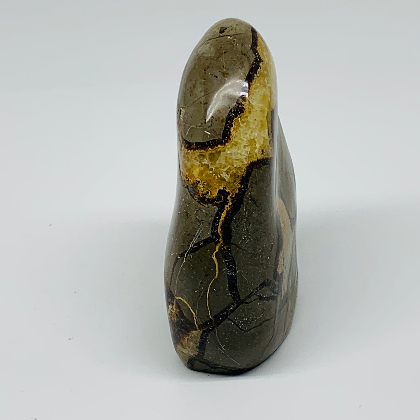 1.24 lbs, 4.3"x3.3"x1.5", Septarian Nodules Freeform Polished Crystal, B37391