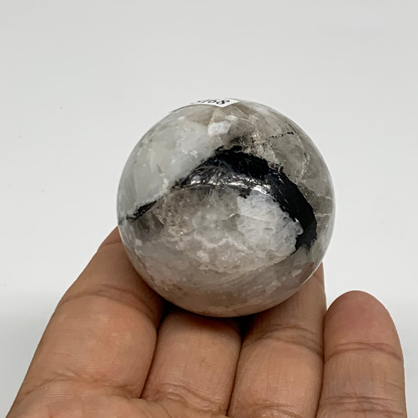 101.8g, 1.7"(41mm), Natural Rainbow Moonstone Sphere Ball Gemstone, B35168