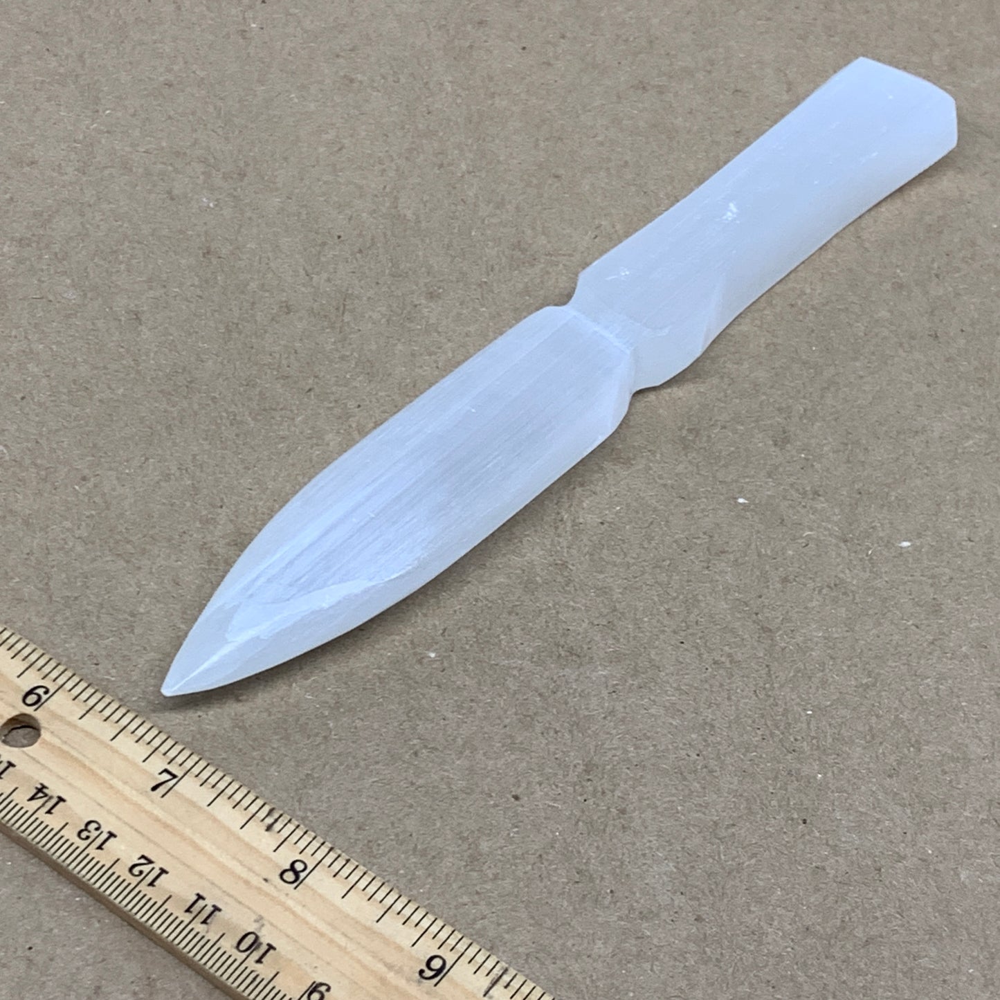 118g, 7.5"x1.2"x0.6", Natural Selenite Crystal Dagger (Satin Spar), B36901