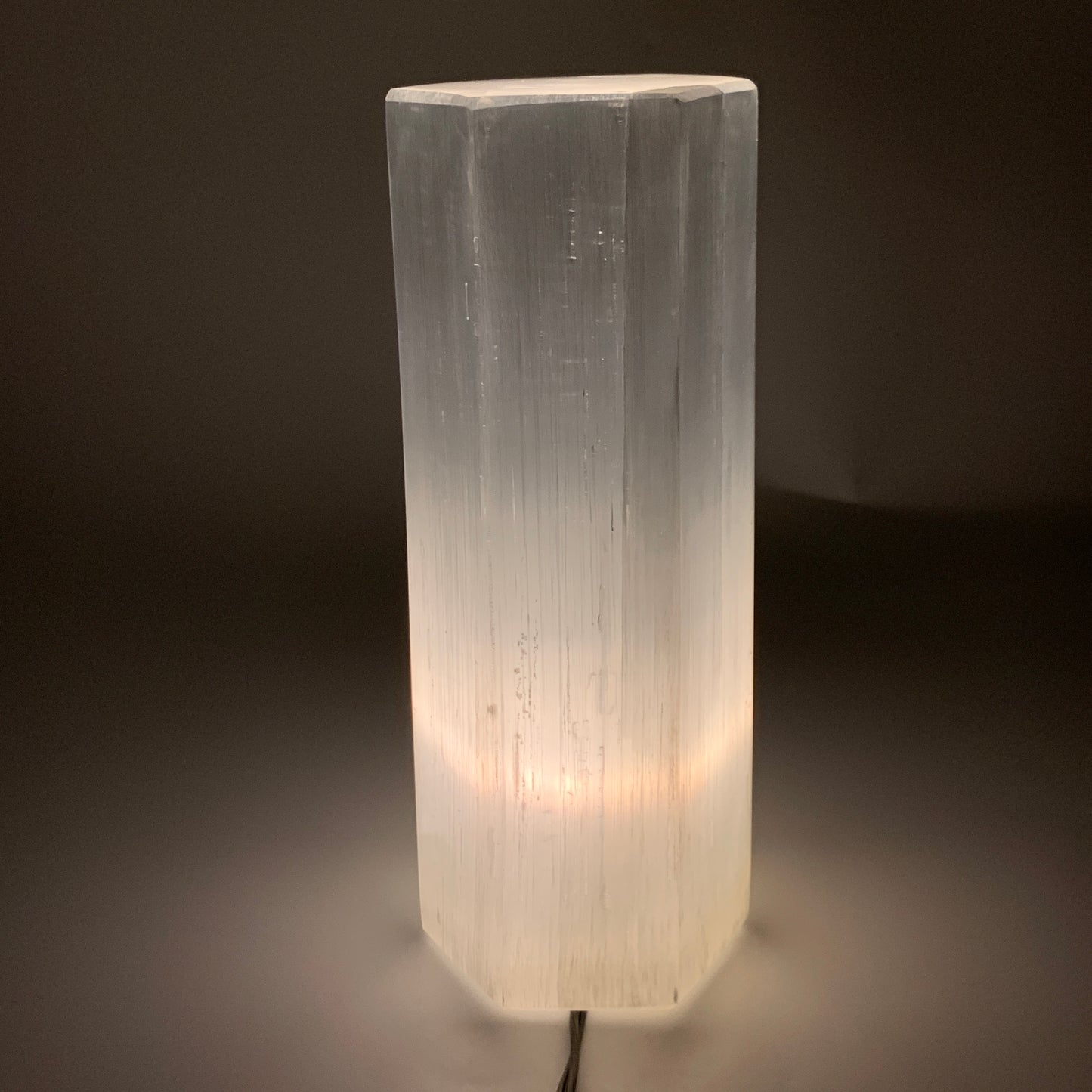 7.24 lbs. 9.75"x3.3", Hexagon Selenite (Satin Spar) Lamp, w/6ft Chord, B35832x