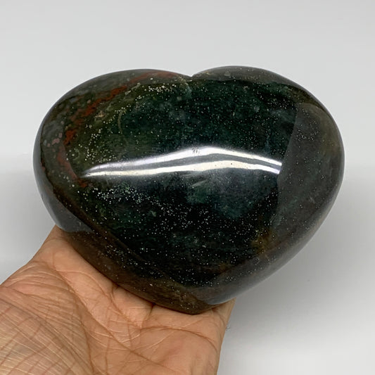 1.75 lbs, 3.8"x3.5"x2.1" Ocean Jasper Heart Polished Healing Crystal, B30929