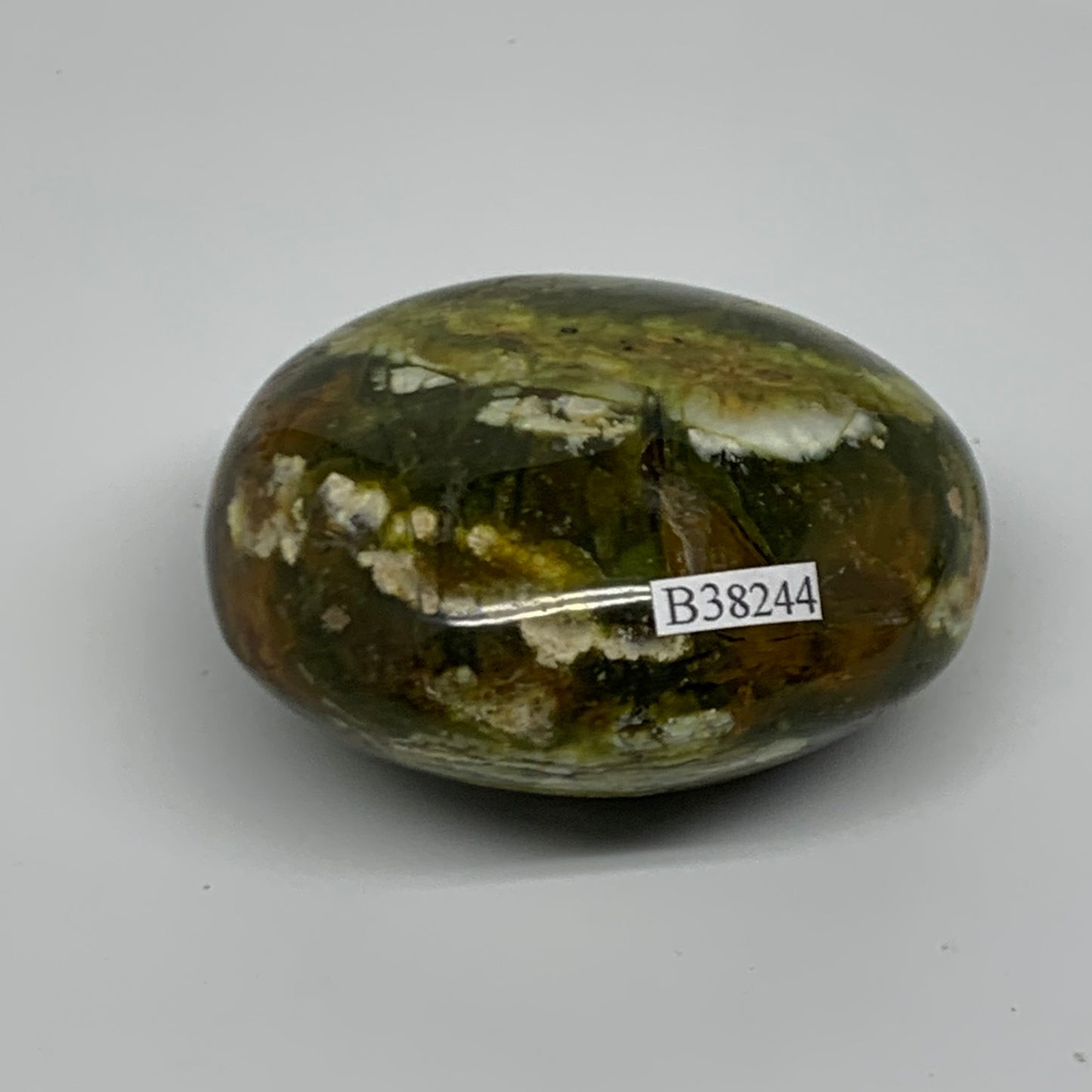 163.2g, 2.6"x2.2"x1.3", Green Opal Crystal PalmStone Polished Reiki, B38244