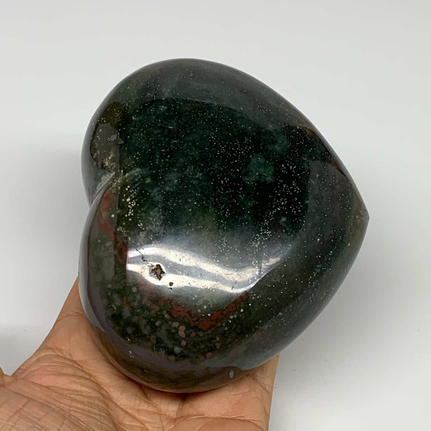 1.75 lbs, 3.8"x3.5"x2.1" Ocean Jasper Heart Polished Healing Crystal, B30929