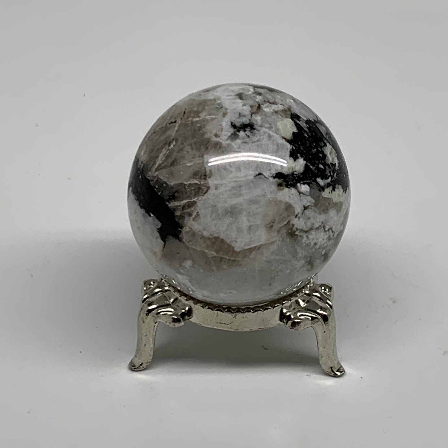 101.8g, 1.7"(41mm), Natural Rainbow Moonstone Sphere Ball Gemstone, B35168