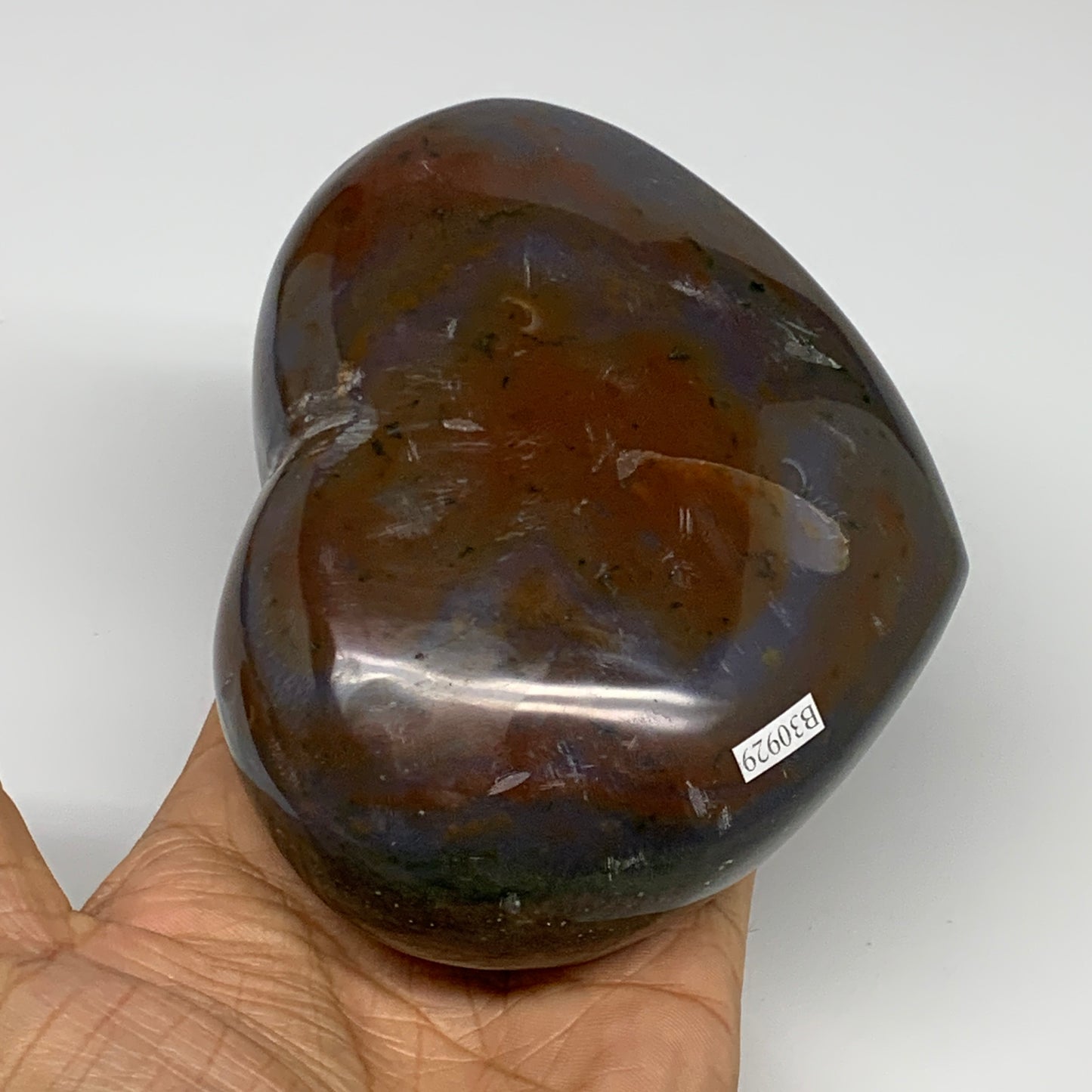 1.75 lbs, 3.8"x3.5"x2.1" Ocean Jasper Heart Polished Healing Crystal, B30929