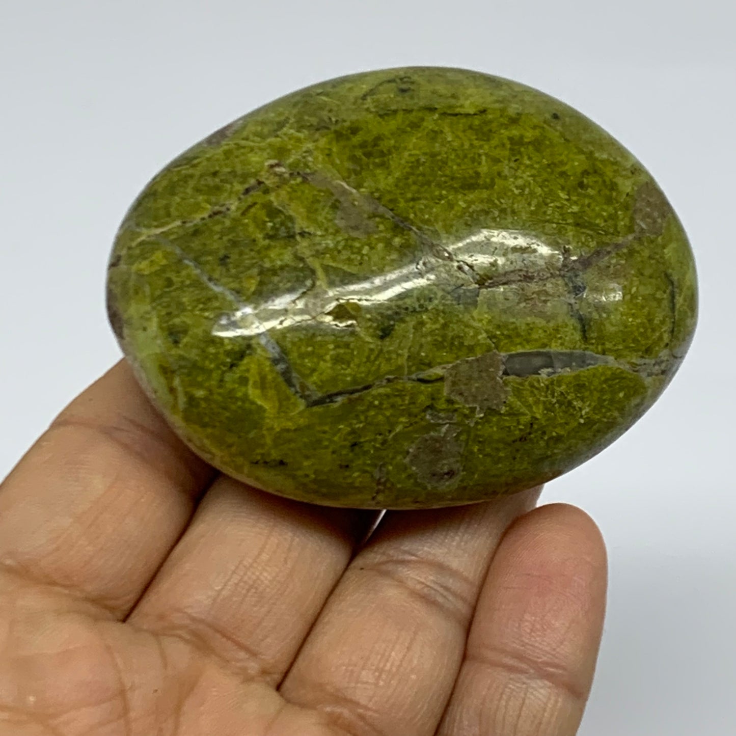 111.8g, 2.7"x2.1"x1.1", Green Opal Crystal PalmStone Polished Reiki, B38245