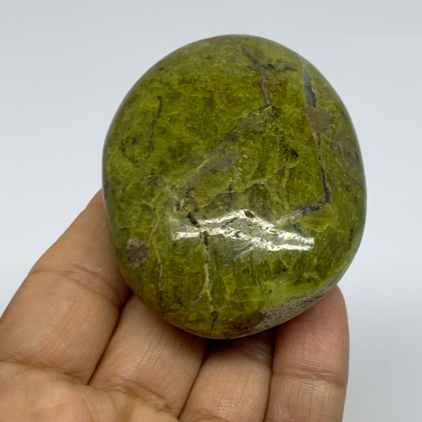 111.8g, 2.7"x2.1"x1.1", Green Opal Crystal PalmStone Polished Reiki, B38245