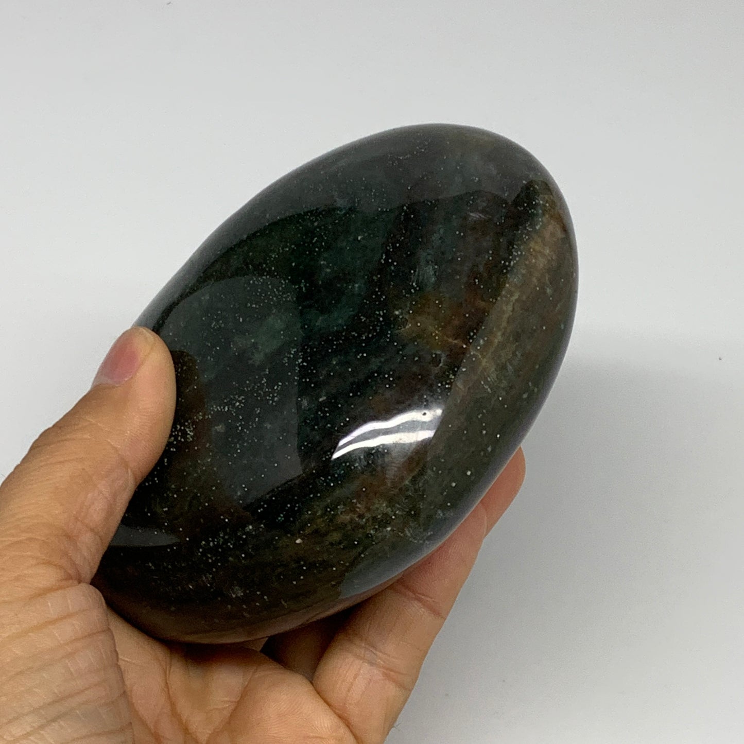 1.75 lbs, 3.8"x3.5"x2.1" Ocean Jasper Heart Polished Healing Crystal, B30929