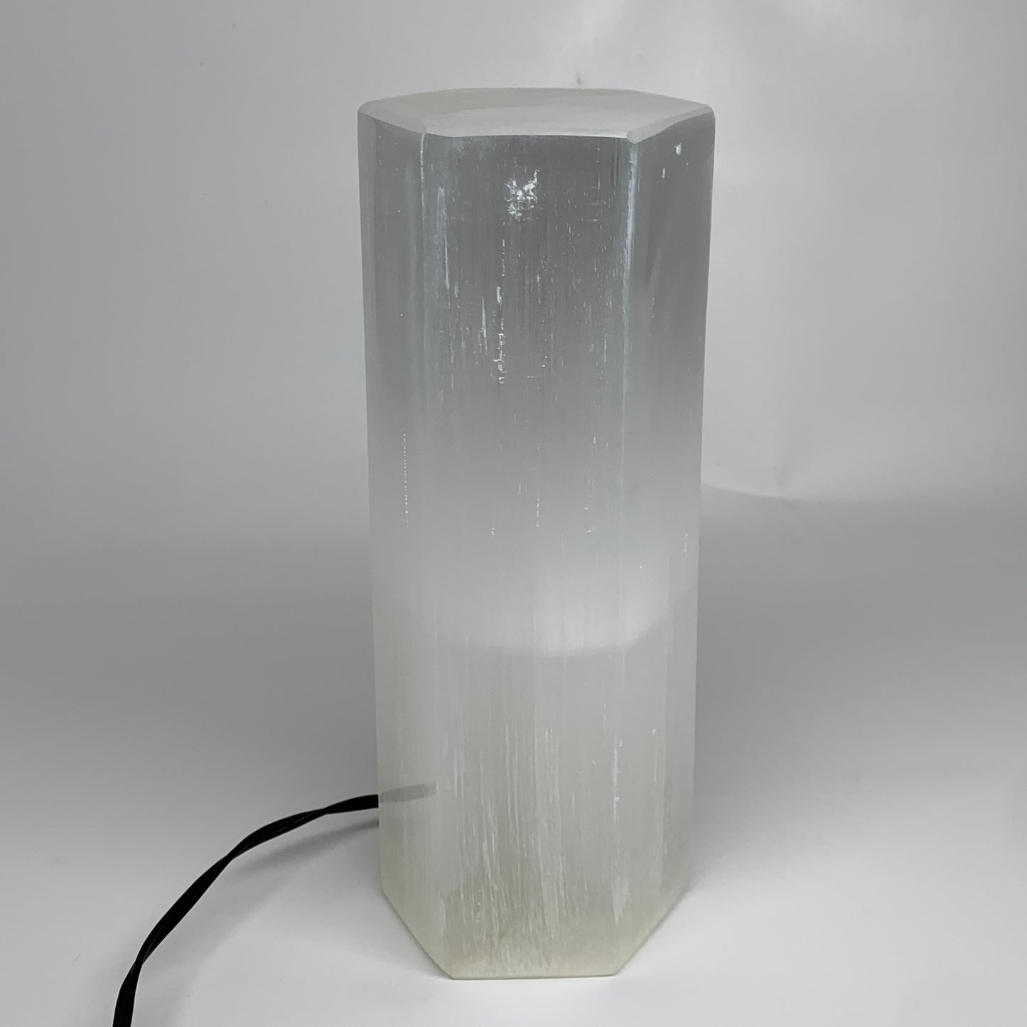 7.24 lbs. 9.75"x3.3", Hexagon Selenite (Satin Spar) Lamp, w/6ft Chord, B35832x