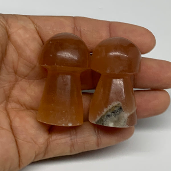 88.5g, 1.7"-1.8", 2pcs, Natural Honey Calcite Mushroom Gemstone @Pakistan, B3173