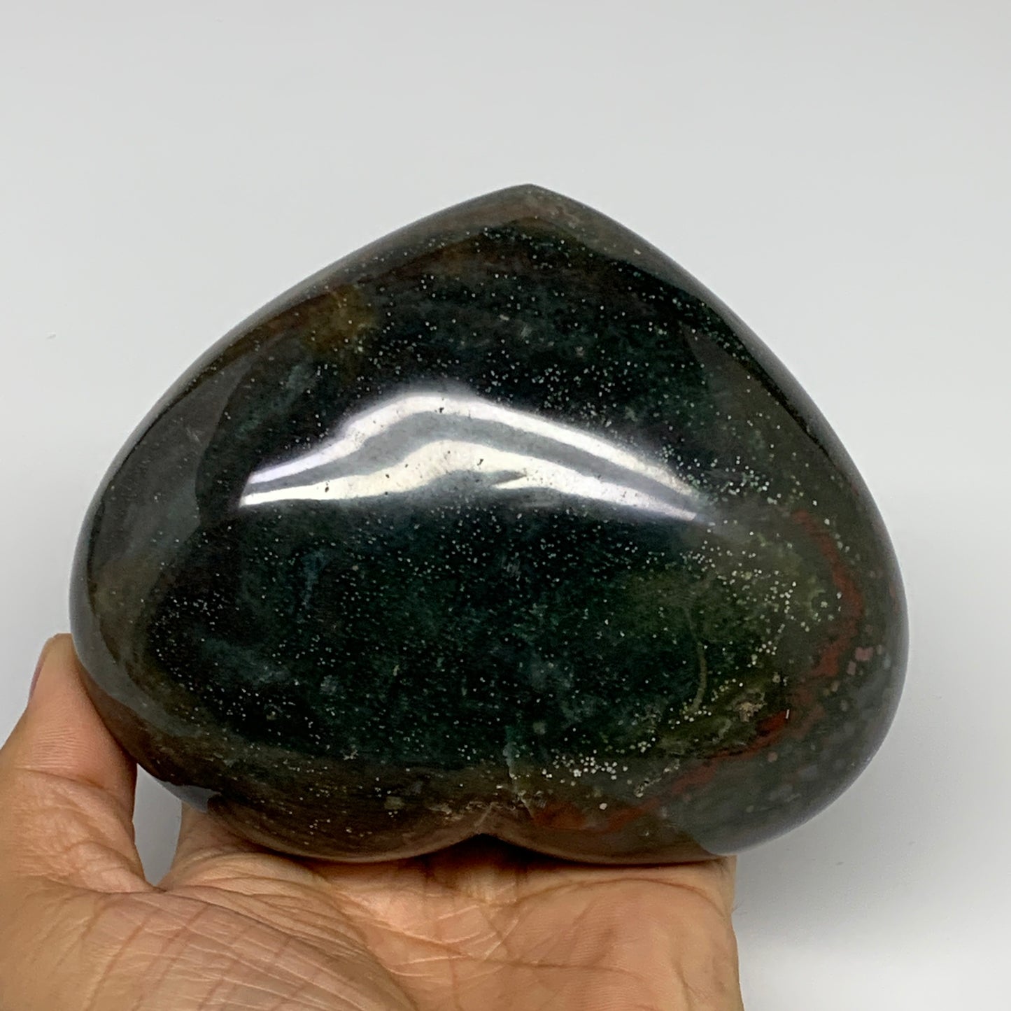 1.75 lbs, 3.8"x3.5"x2.1" Ocean Jasper Heart Polished Healing Crystal, B30929