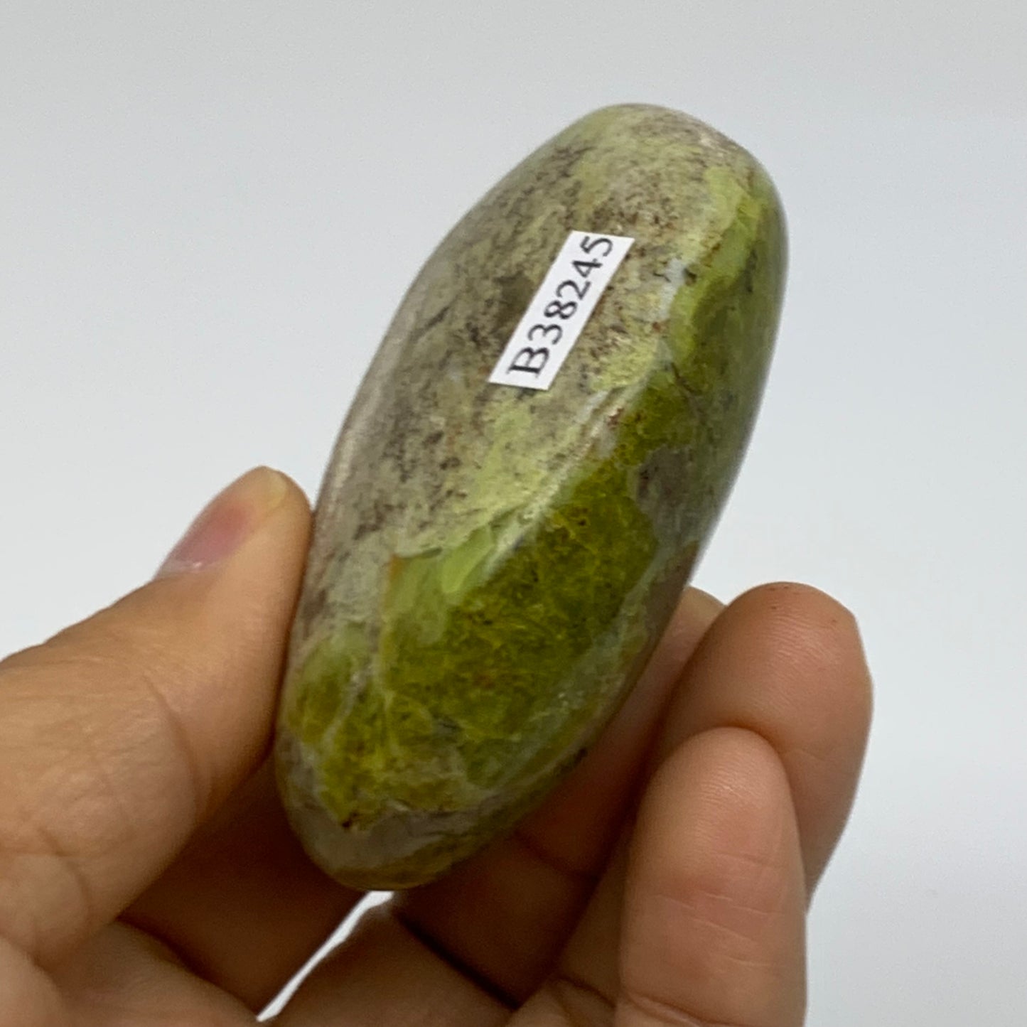 111.8g, 2.7"x2.1"x1.1", Green Opal Crystal PalmStone Polished Reiki, B38245