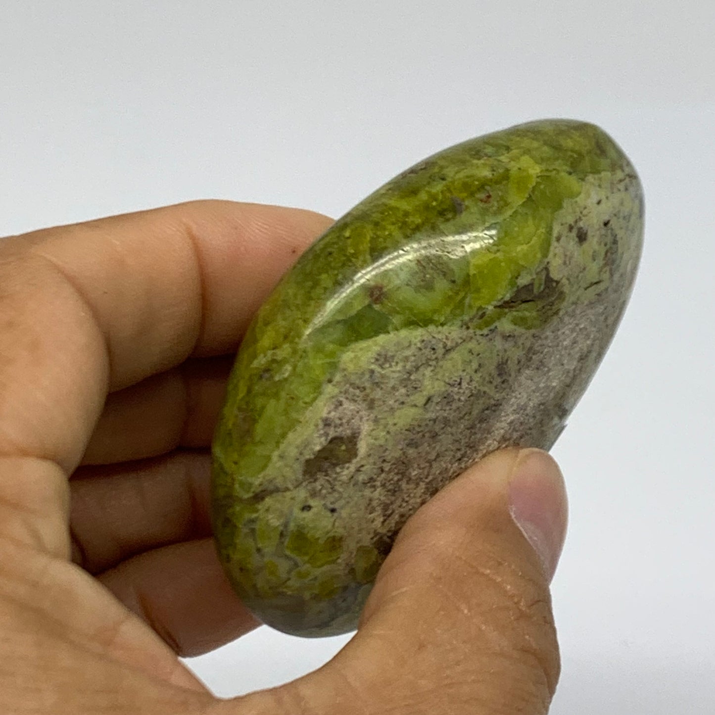 111.8g, 2.7"x2.1"x1.1", Green Opal Crystal PalmStone Polished Reiki, B38245
