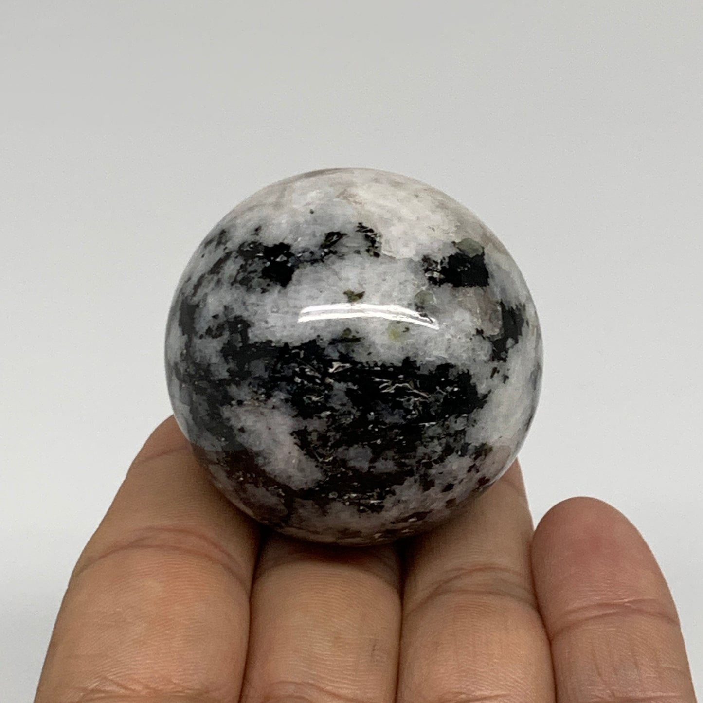 112g, 1.7"(43mm), Natural Rainbow Moonstone Sphere Ball Gemstone, B34383
