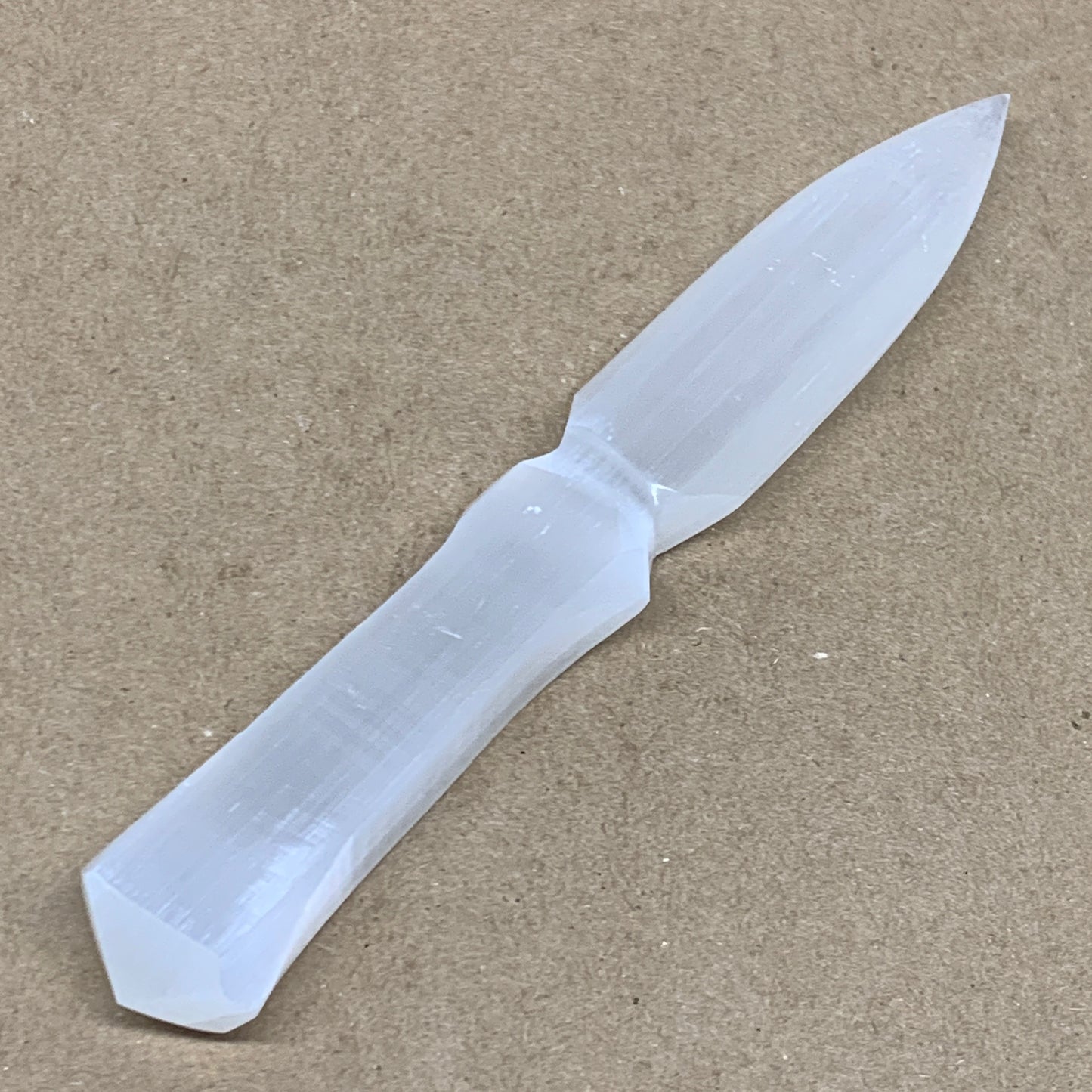 114g, 7.5"x1.1"x0.6", Natural Selenite Crystal Dagger (Satin Spar), B36902