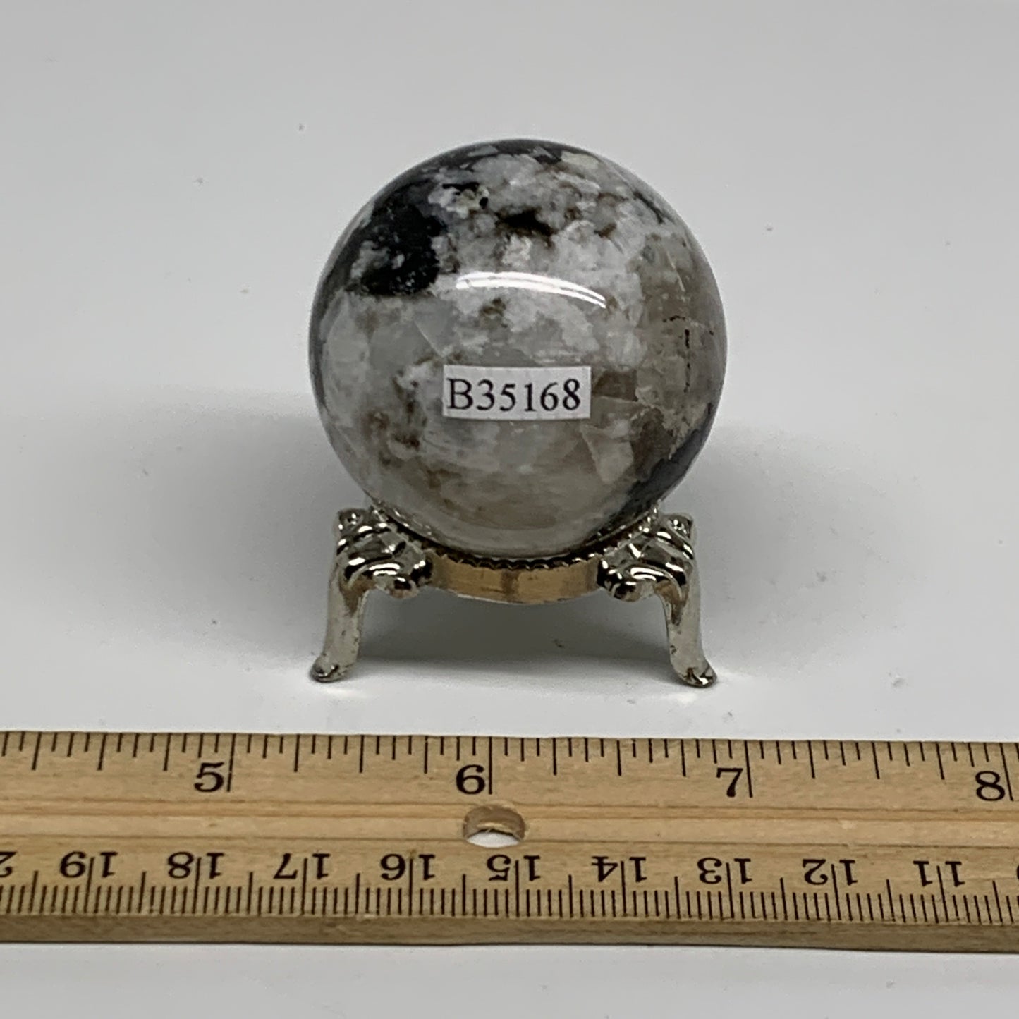 101.8g, 1.7"(41mm), Natural Rainbow Moonstone Sphere Ball Gemstone, B35168