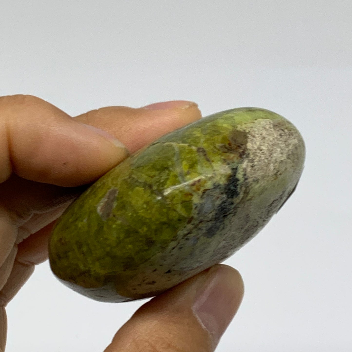 111.8g, 2.7"x2.1"x1.1", Green Opal Crystal PalmStone Polished Reiki, B38245