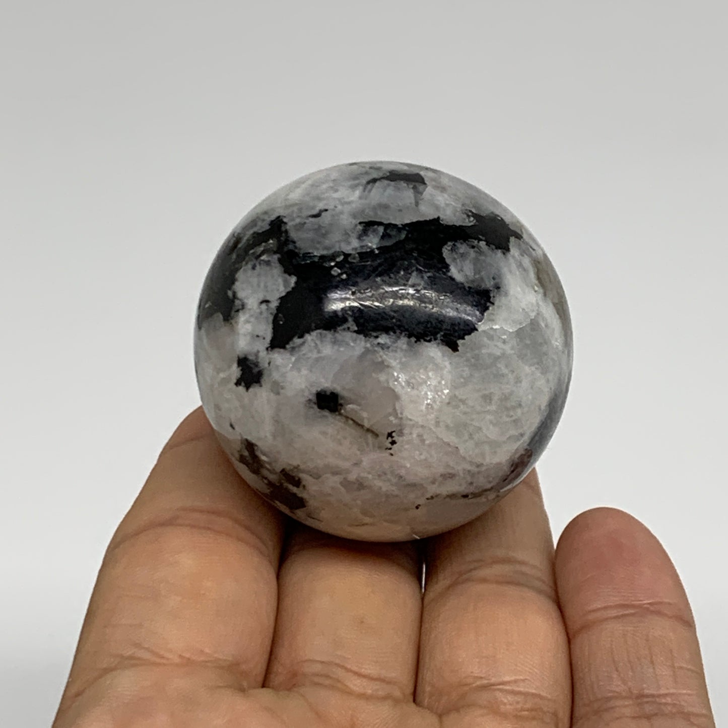 126.4g, 1.7"(44mm), Natural Rainbow Moonstone Sphere Ball Gemstone, B35169