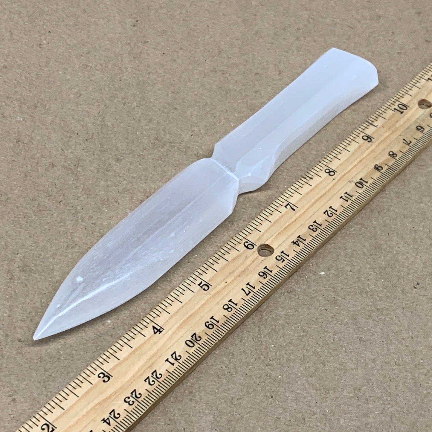 114g, 7.5"x1.1"x0.6", Natural Selenite Crystal Dagger (Satin Spar), B36902