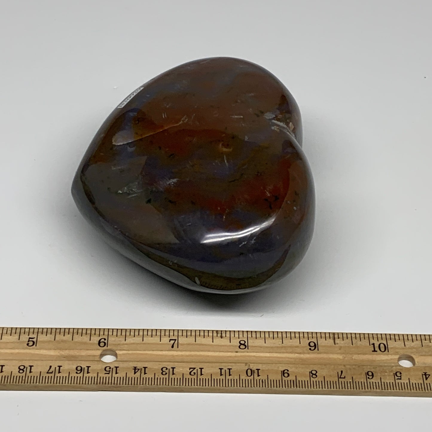 1.75 lbs, 3.8"x3.5"x2.1" Ocean Jasper Heart Polished Healing Crystal, B30929