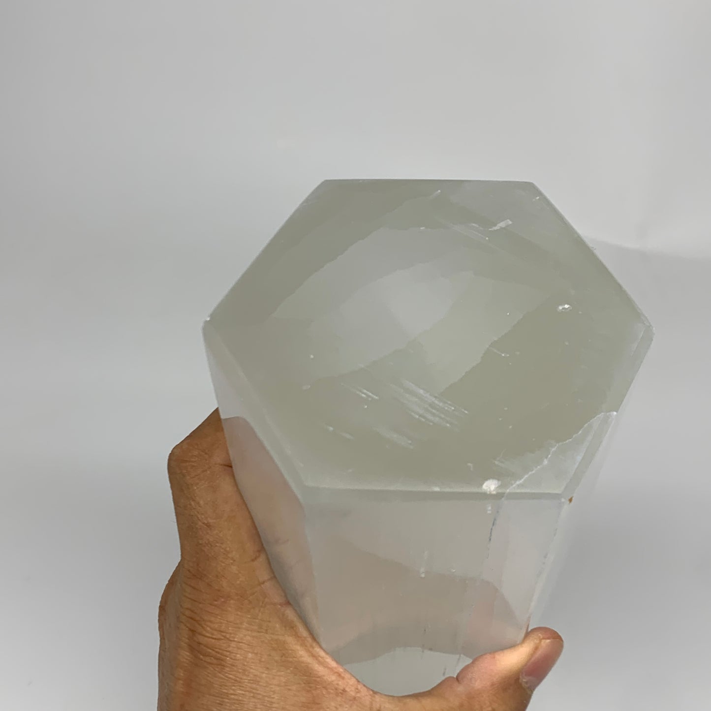 7.24 lbs. 9.75"x3.3", Hexagon Selenite (Satin Spar) Lamp, w/6ft Chord, B35832x