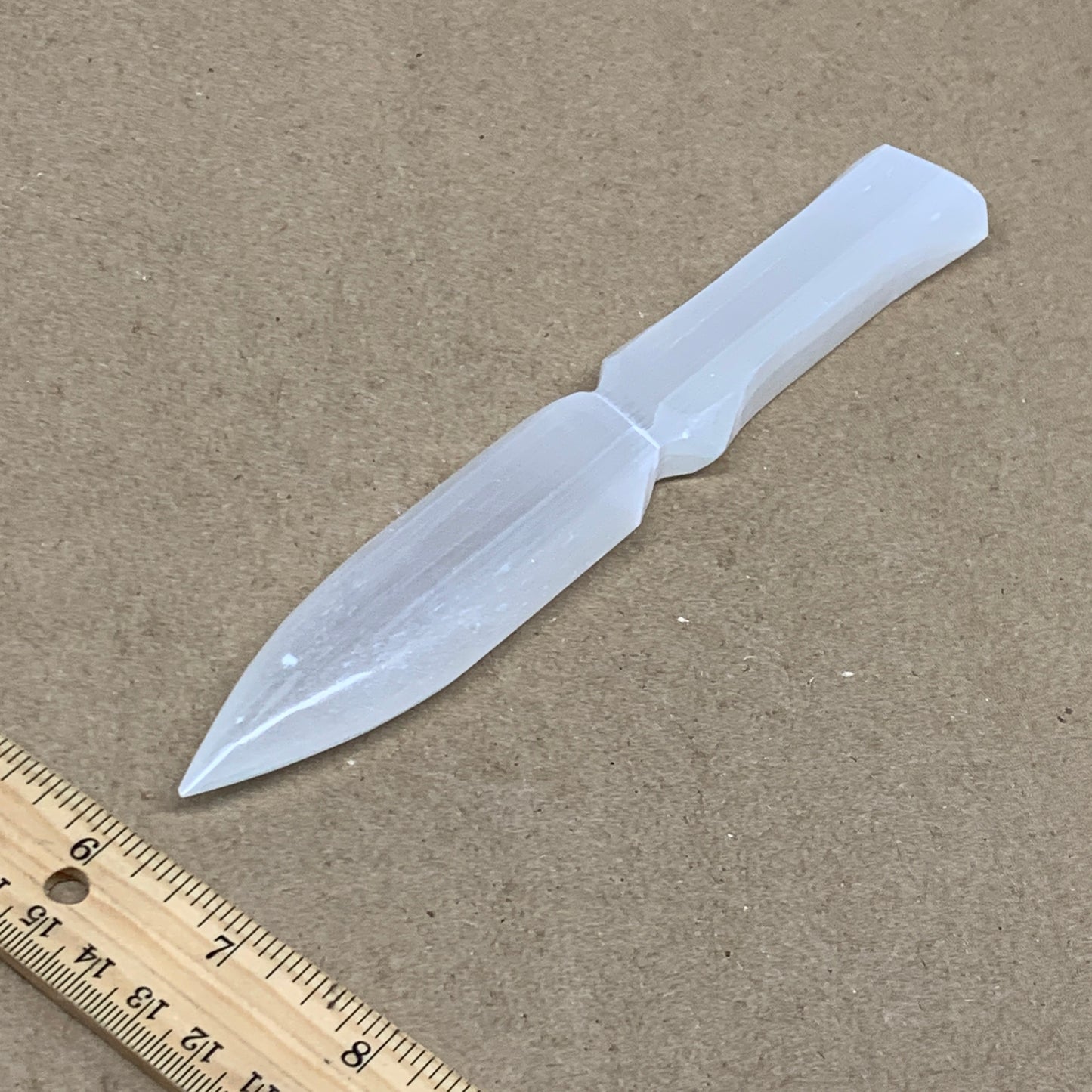 114g, 7.5"x1.1"x0.6", Natural Selenite Crystal Dagger (Satin Spar), B36902