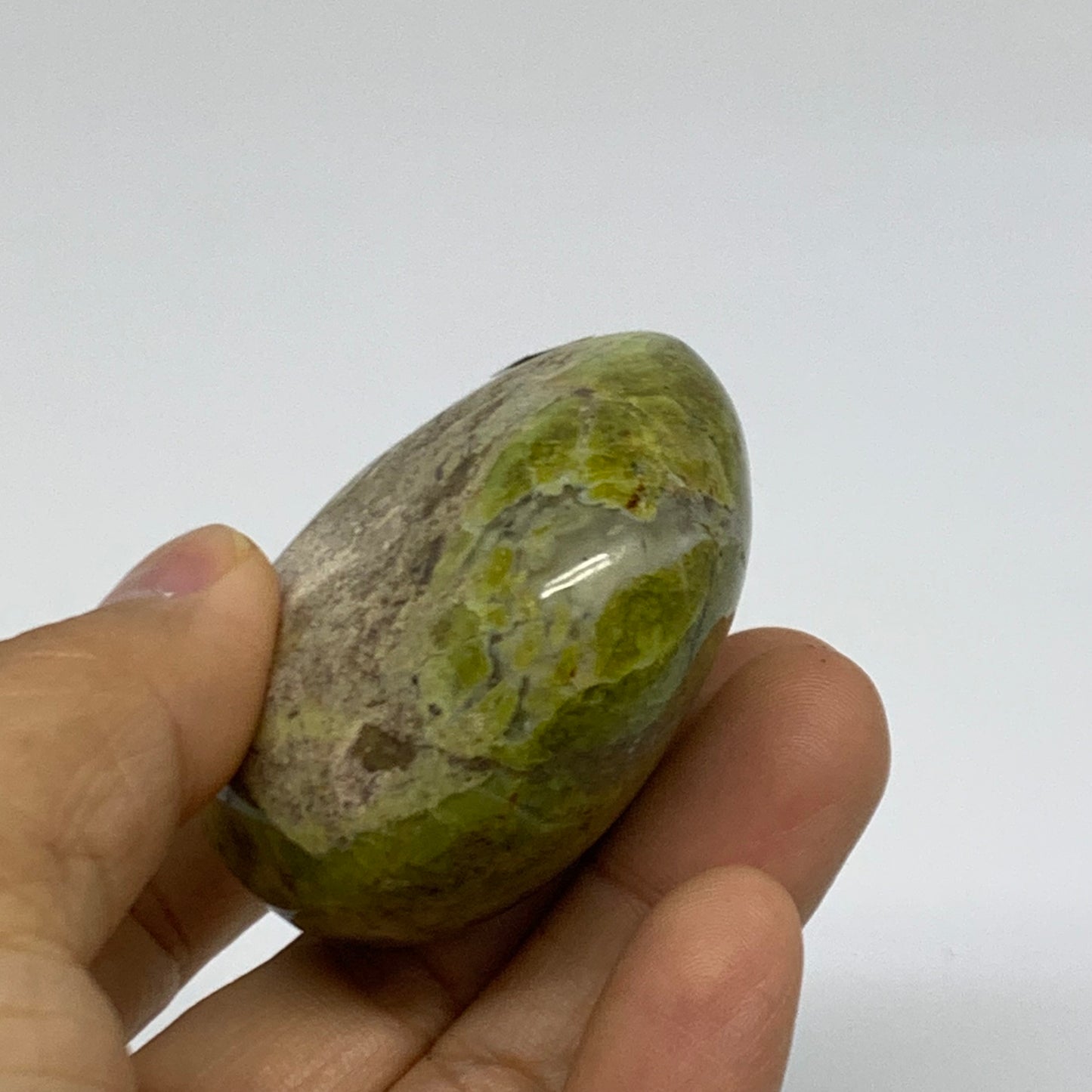 111.8g, 2.7"x2.1"x1.1", Green Opal Crystal PalmStone Polished Reiki, B38245