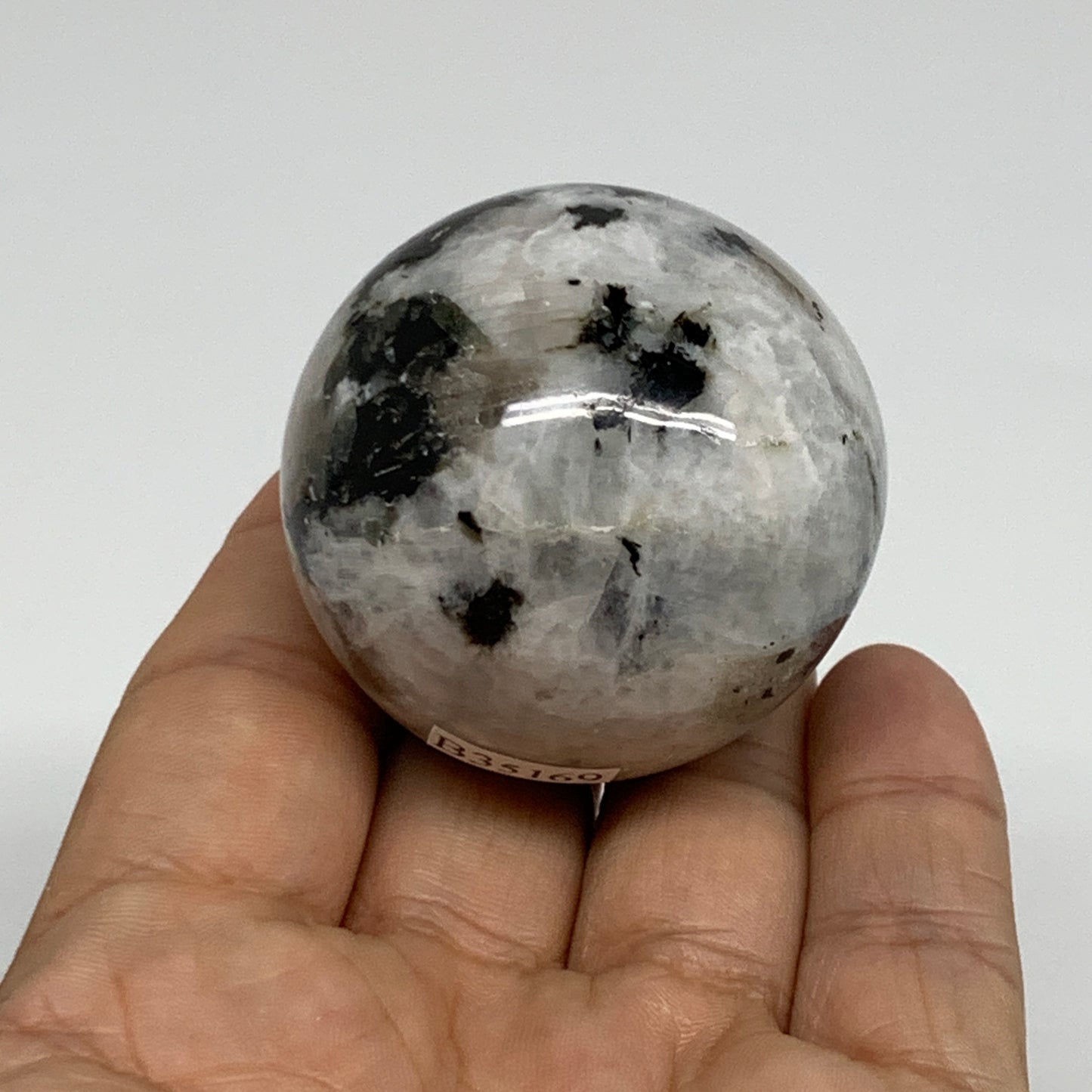 126.4g, 1.7"(44mm), Natural Rainbow Moonstone Sphere Ball Gemstone, B35169