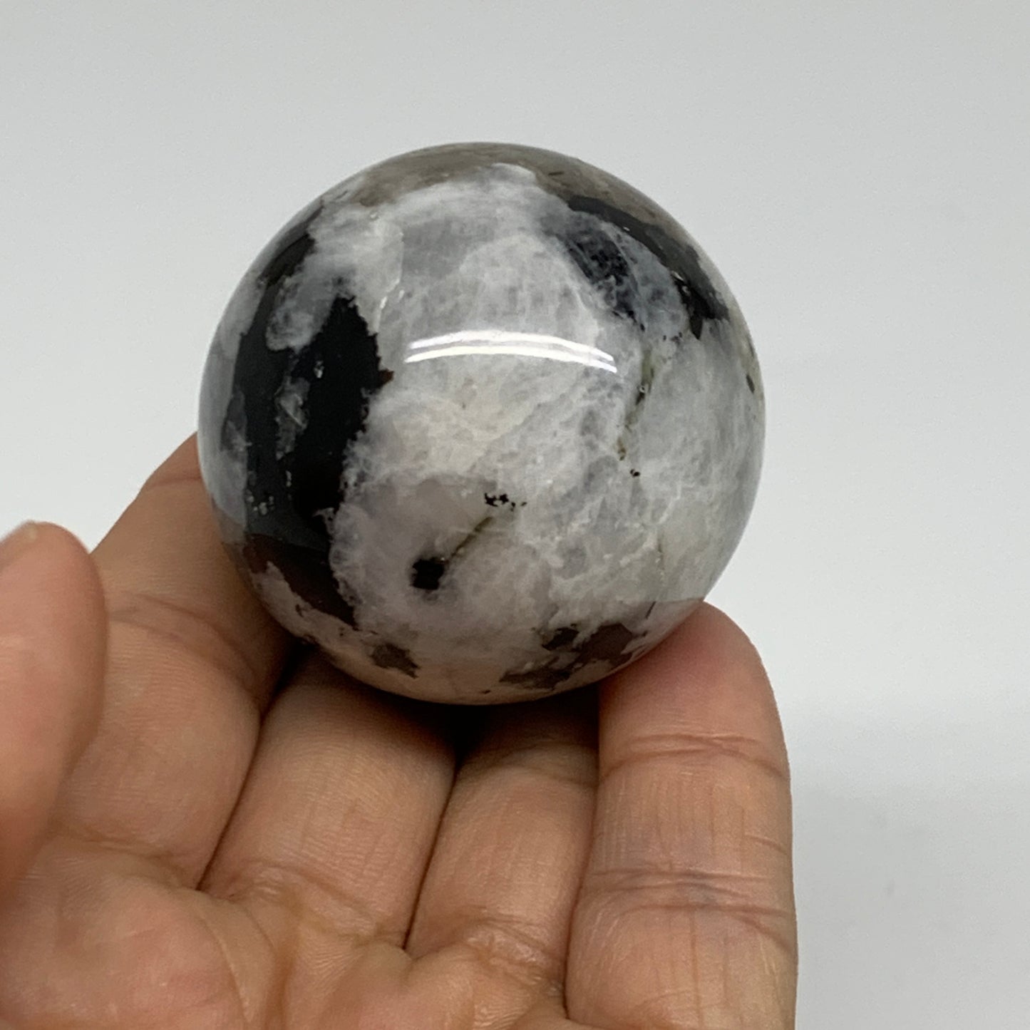 126.4g, 1.7"(44mm), Natural Rainbow Moonstone Sphere Ball Gemstone, B35169