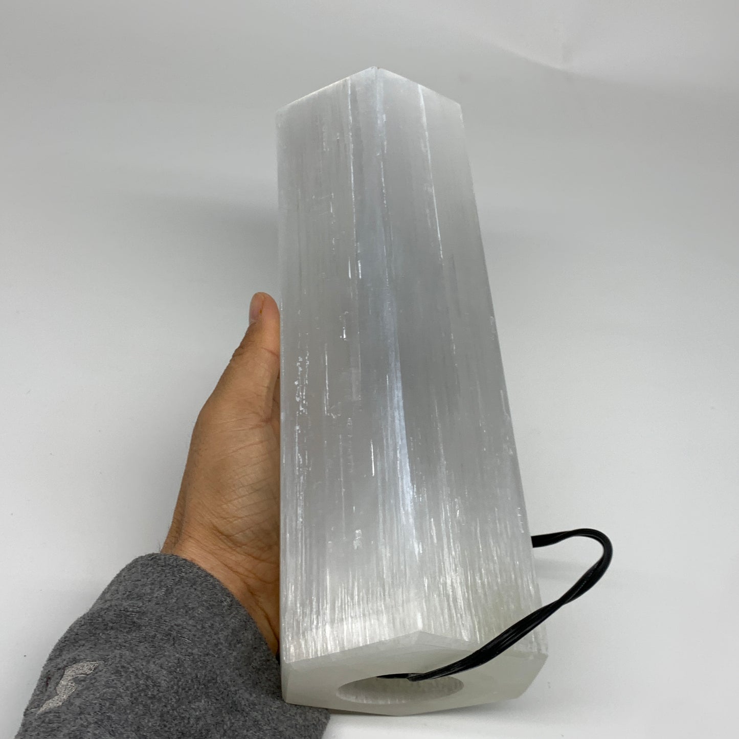 7.24 lbs. 9.75"x3.3", Hexagon Selenite (Satin Spar) Lamp, w/6ft Chord, B35832x