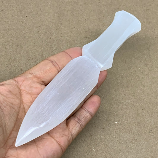 123g, 7.5"x1.3"x0.5", Natural Selenite Crystal Dagger (Satin Spar), B36903