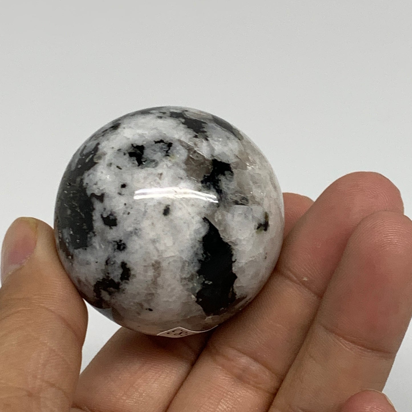 112g, 1.7"(43mm), Natural Rainbow Moonstone Sphere Ball Gemstone, B34383