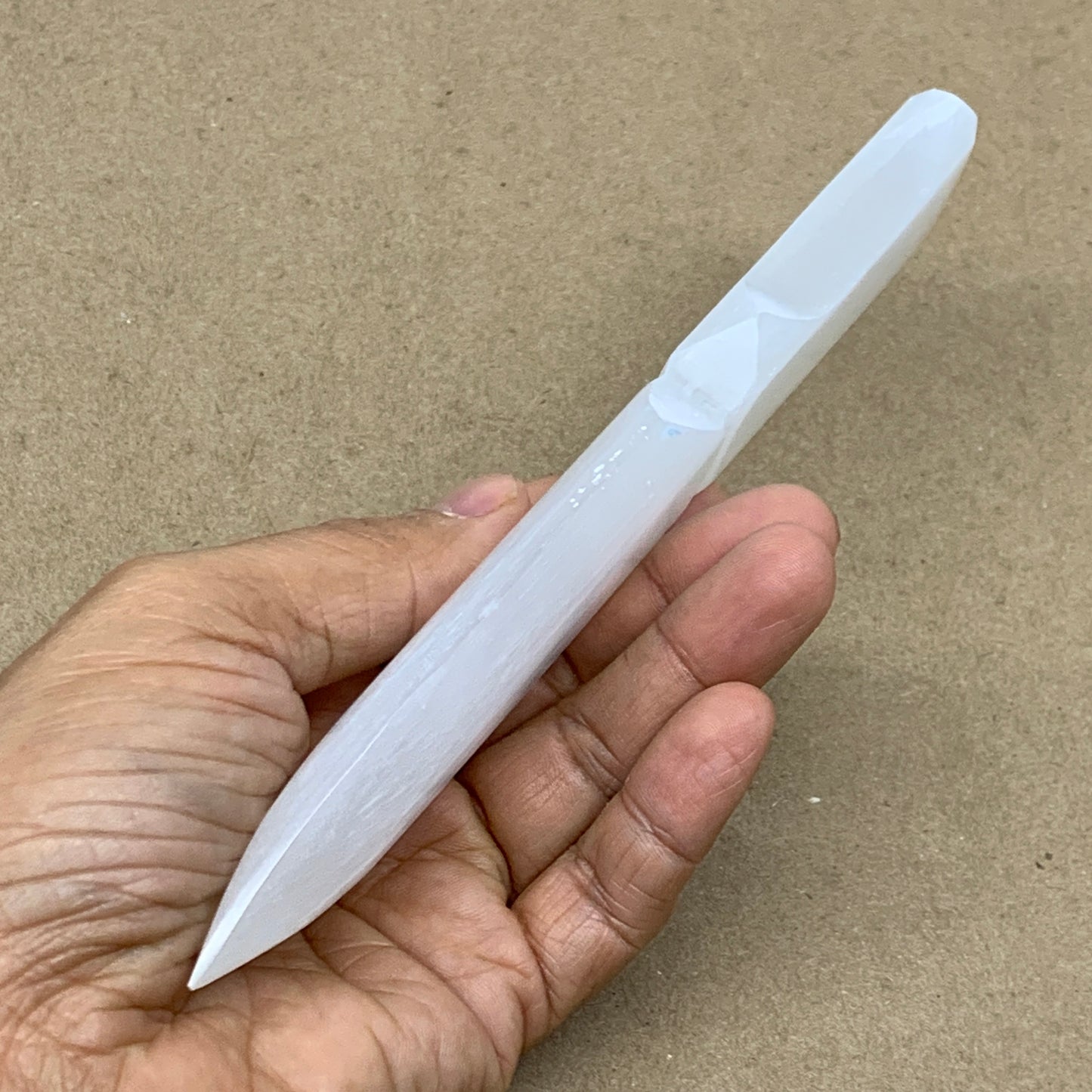 123g, 7.5"x1.3"x0.5", Natural Selenite Crystal Dagger (Satin Spar), B36903