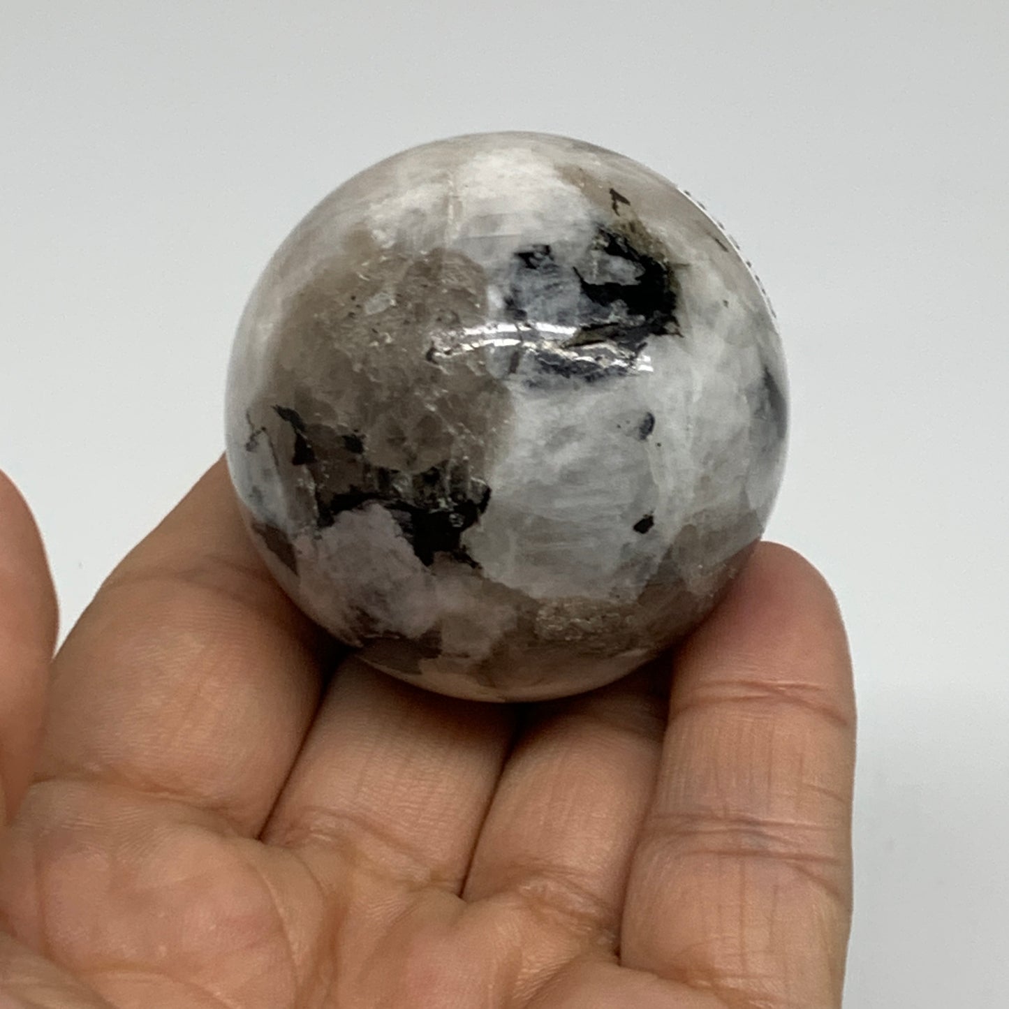 126.4g, 1.7"(44mm), Natural Rainbow Moonstone Sphere Ball Gemstone, B35169