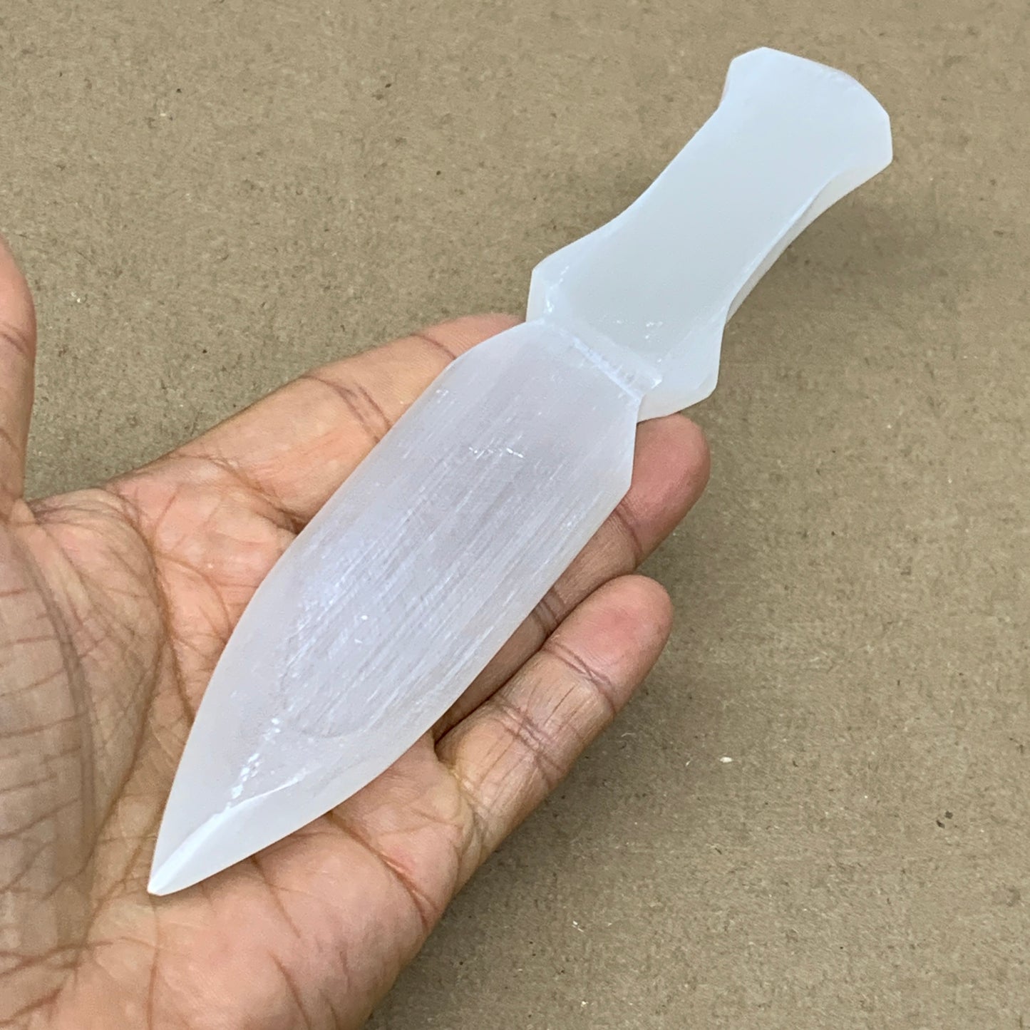 123g, 7.5"x1.3"x0.5", Natural Selenite Crystal Dagger (Satin Spar), B36903