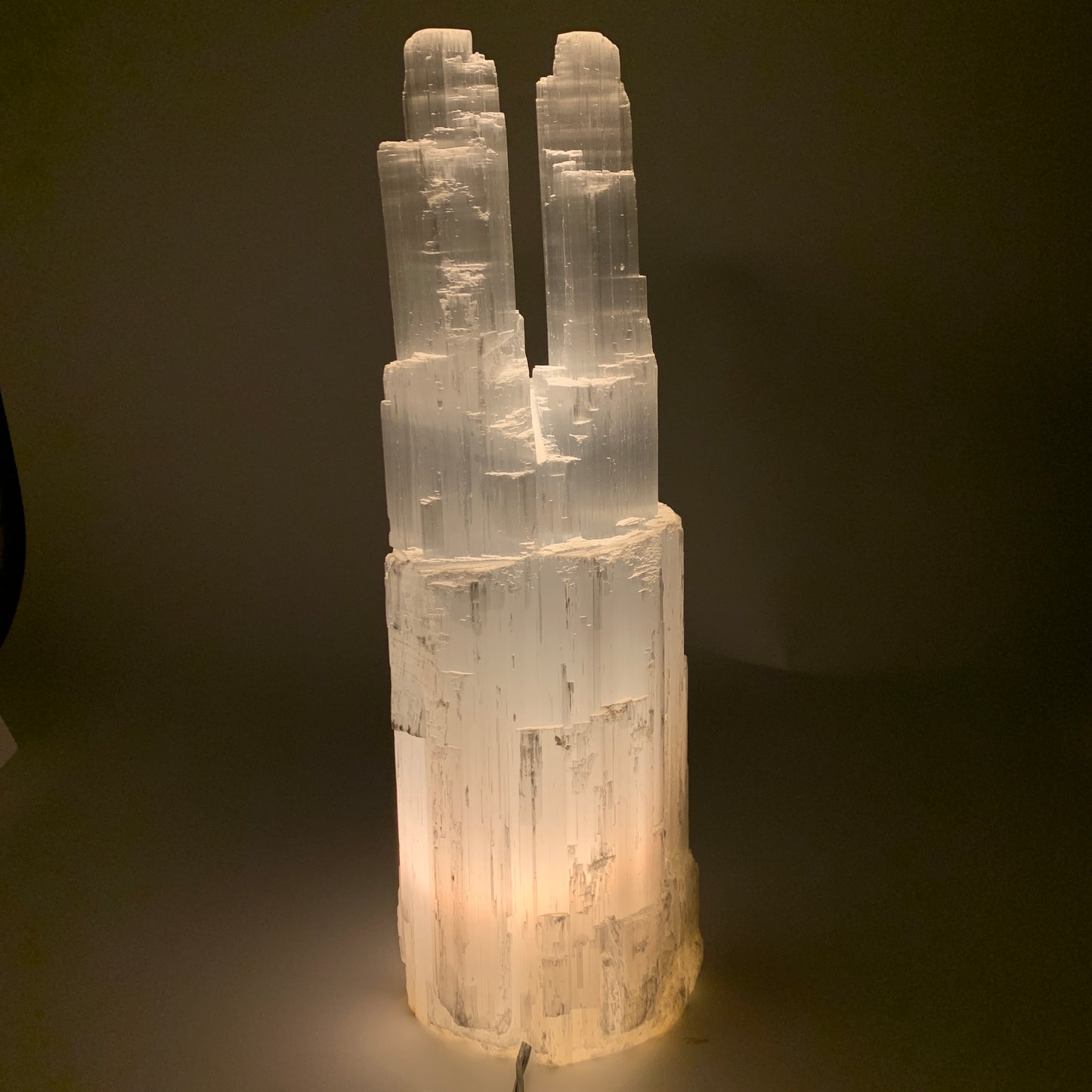 11.7 lbs, 15.5"x5.2"x4.1" Rough Selenite (Satin Spar) Lamp Tower W/Chord, B35832