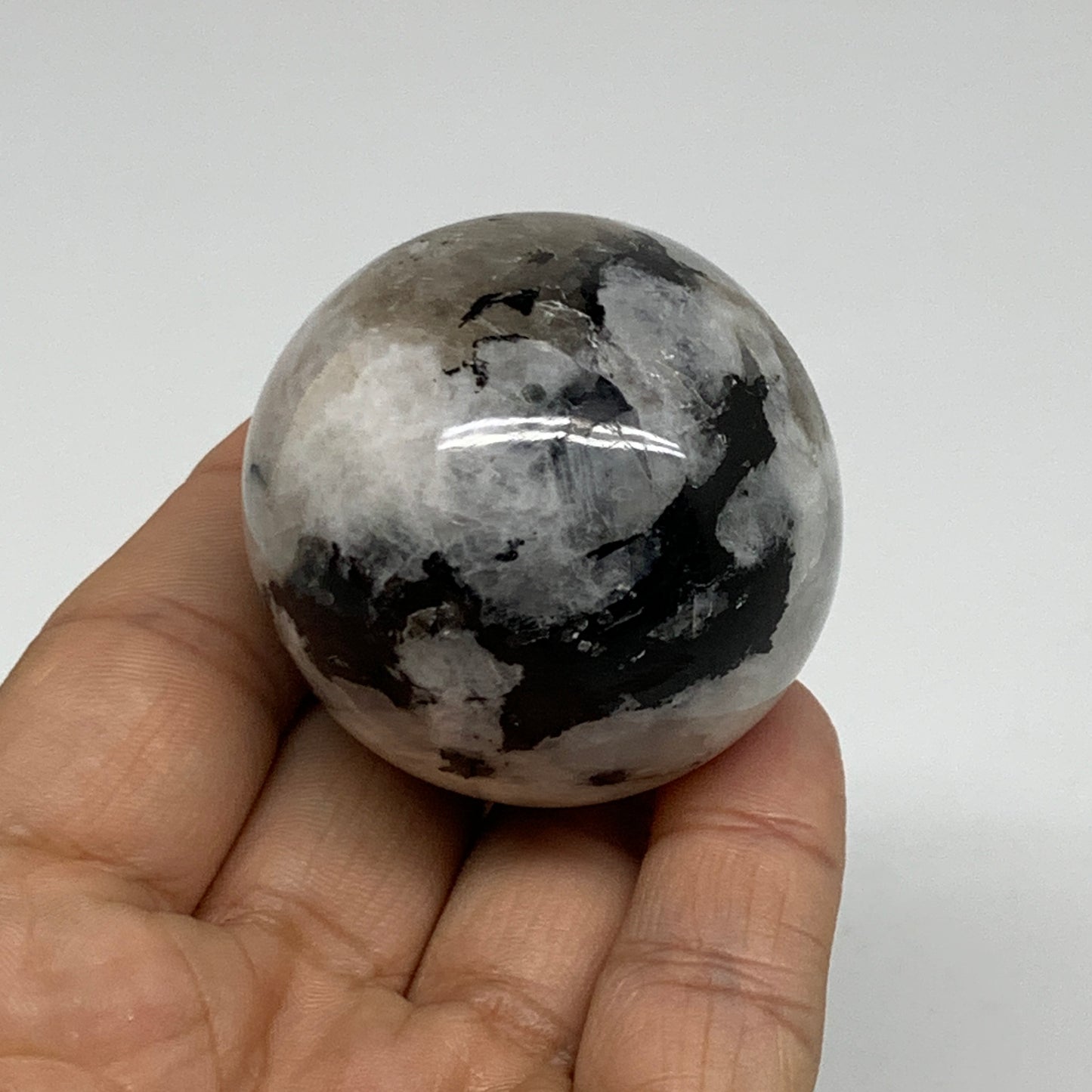 126.4g, 1.7"(44mm), Natural Rainbow Moonstone Sphere Ball Gemstone, B35169
