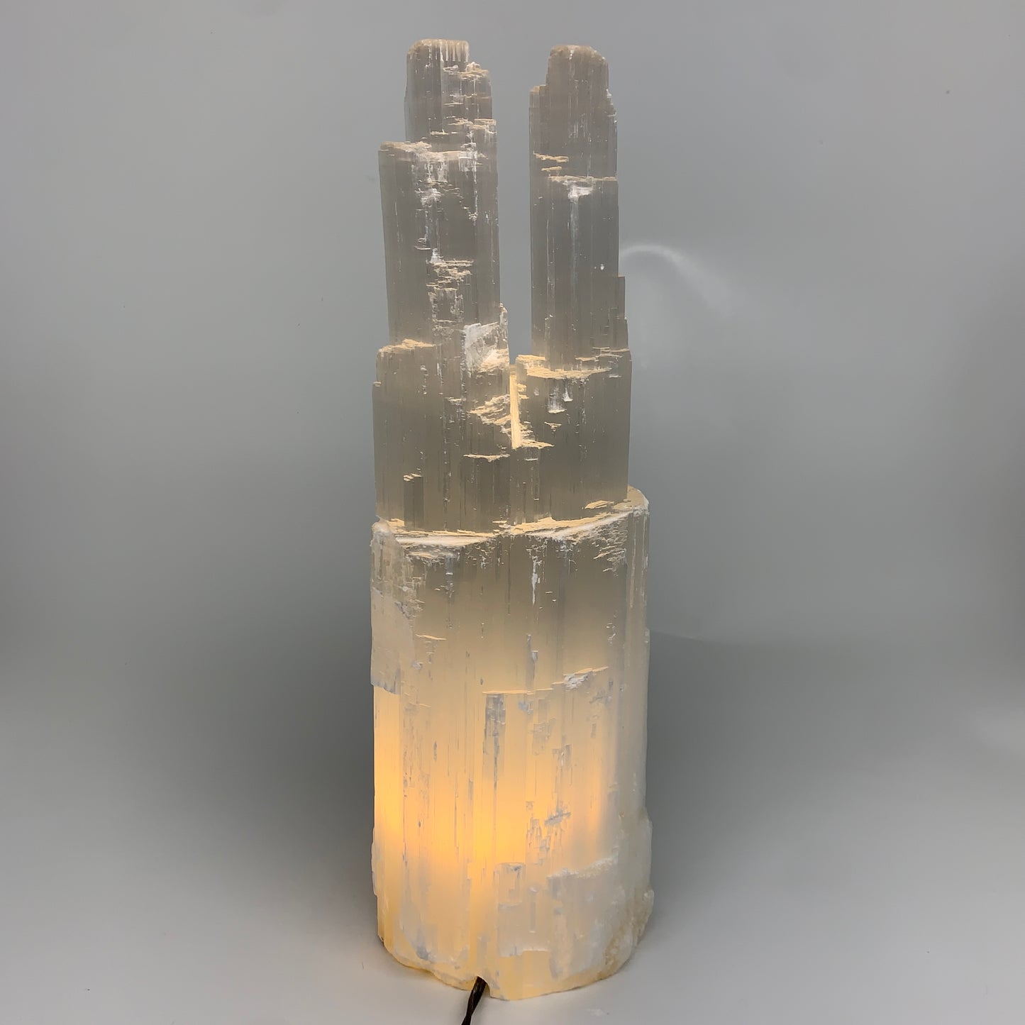 11.7 lbs, 15.5"x5.2"x4.1" Rough Selenite (Satin Spar) Lamp Tower W/Chord, B35832