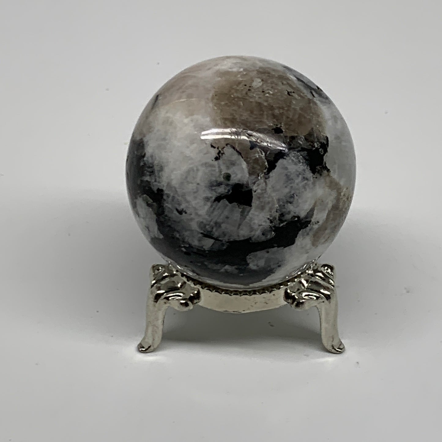 126.4g, 1.7"(44mm), Natural Rainbow Moonstone Sphere Ball Gemstone, B35169