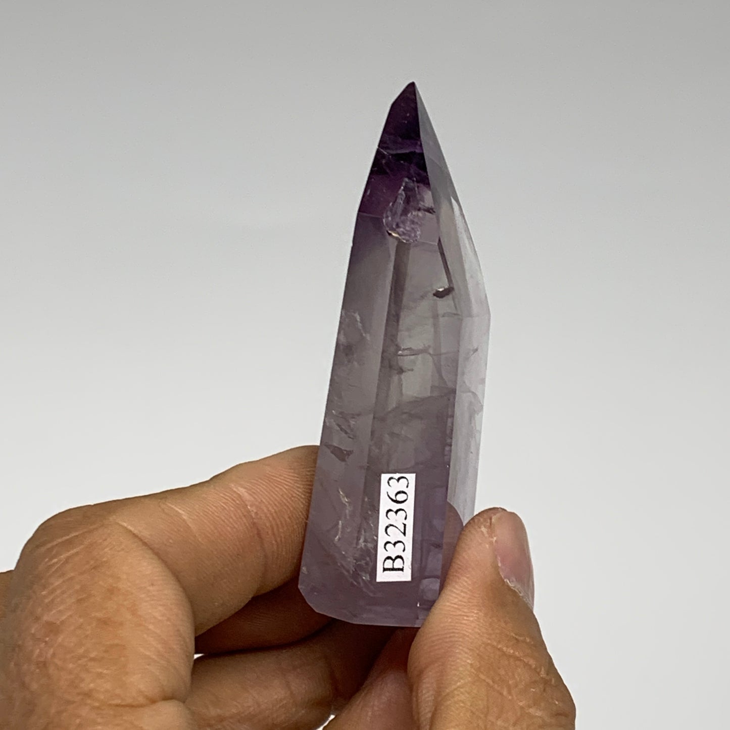 56.6g, 2.6"x1.2"x0.7", Natural Amethyst Tower Point Obelisk @Brazil, B32363