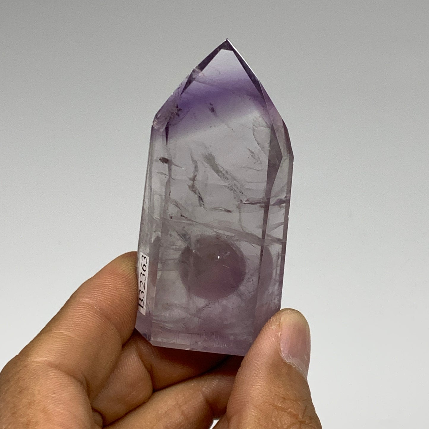56.6g, 2.6"x1.2"x0.7", Natural Amethyst Tower Point Obelisk @Brazil, B32363