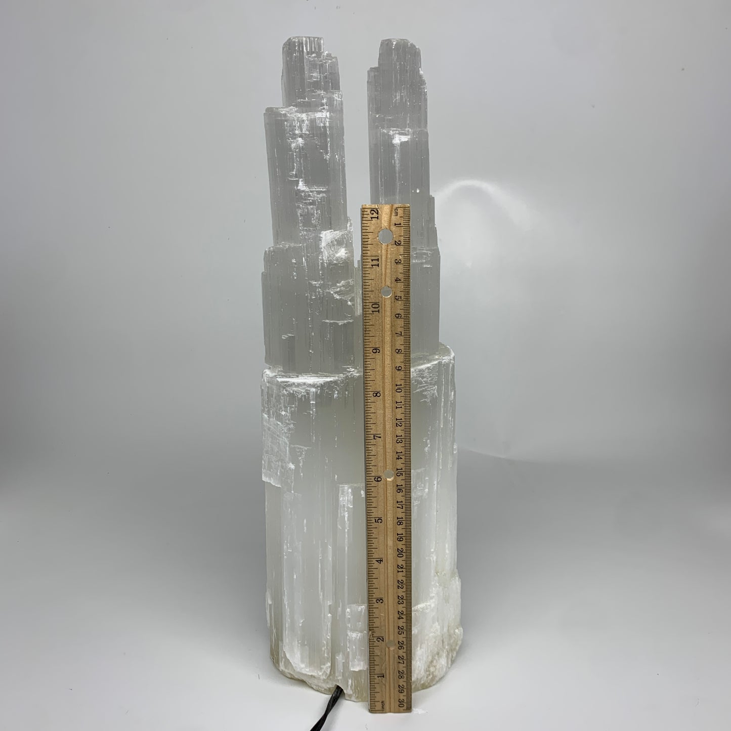 11.7 lbs, 15.5"x5.2"x4.1" Rough Selenite (Satin Spar) Lamp Tower W/Chord, B35832