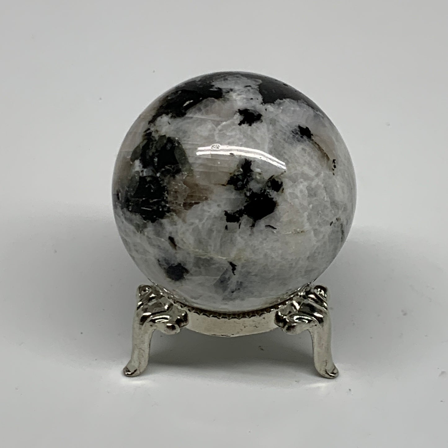 126.4g, 1.7"(44mm), Natural Rainbow Moonstone Sphere Ball Gemstone, B35169