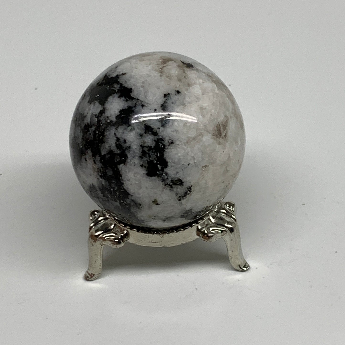 112g, 1.7"(43mm), Natural Rainbow Moonstone Sphere Ball Gemstone, B34383