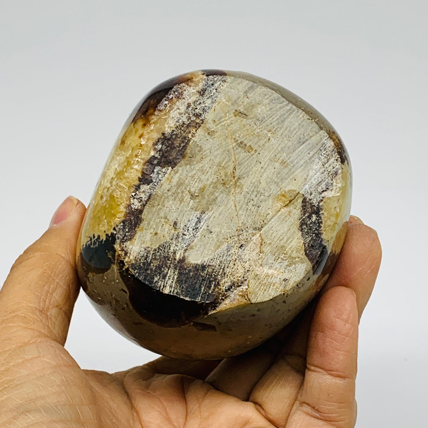1.8 lbs, 4.7"x3.1"x2.6", Septarian Nodules Freeform Polished Crystal, B37393