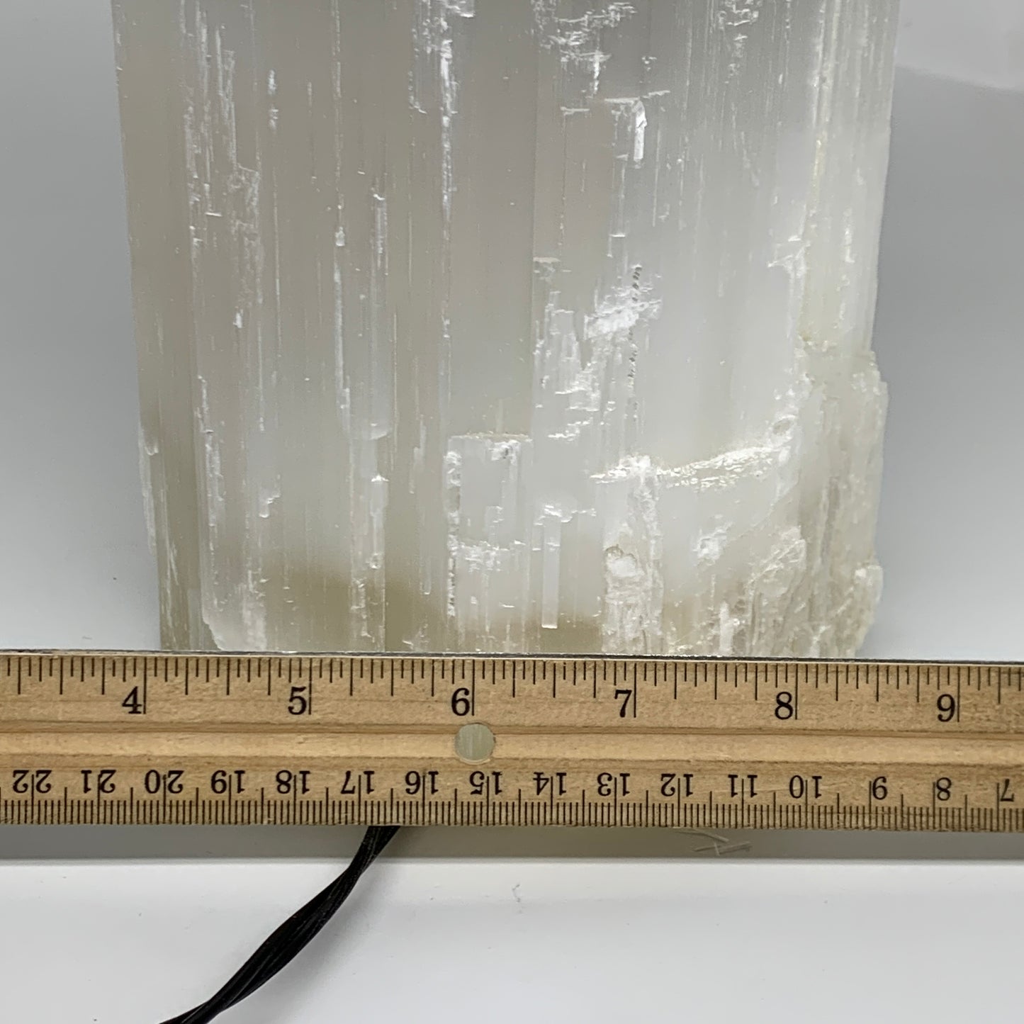 11.7 lbs, 15.5"x5.2"x4.1" Rough Selenite (Satin Spar) Lamp Tower W/Chord, B35832