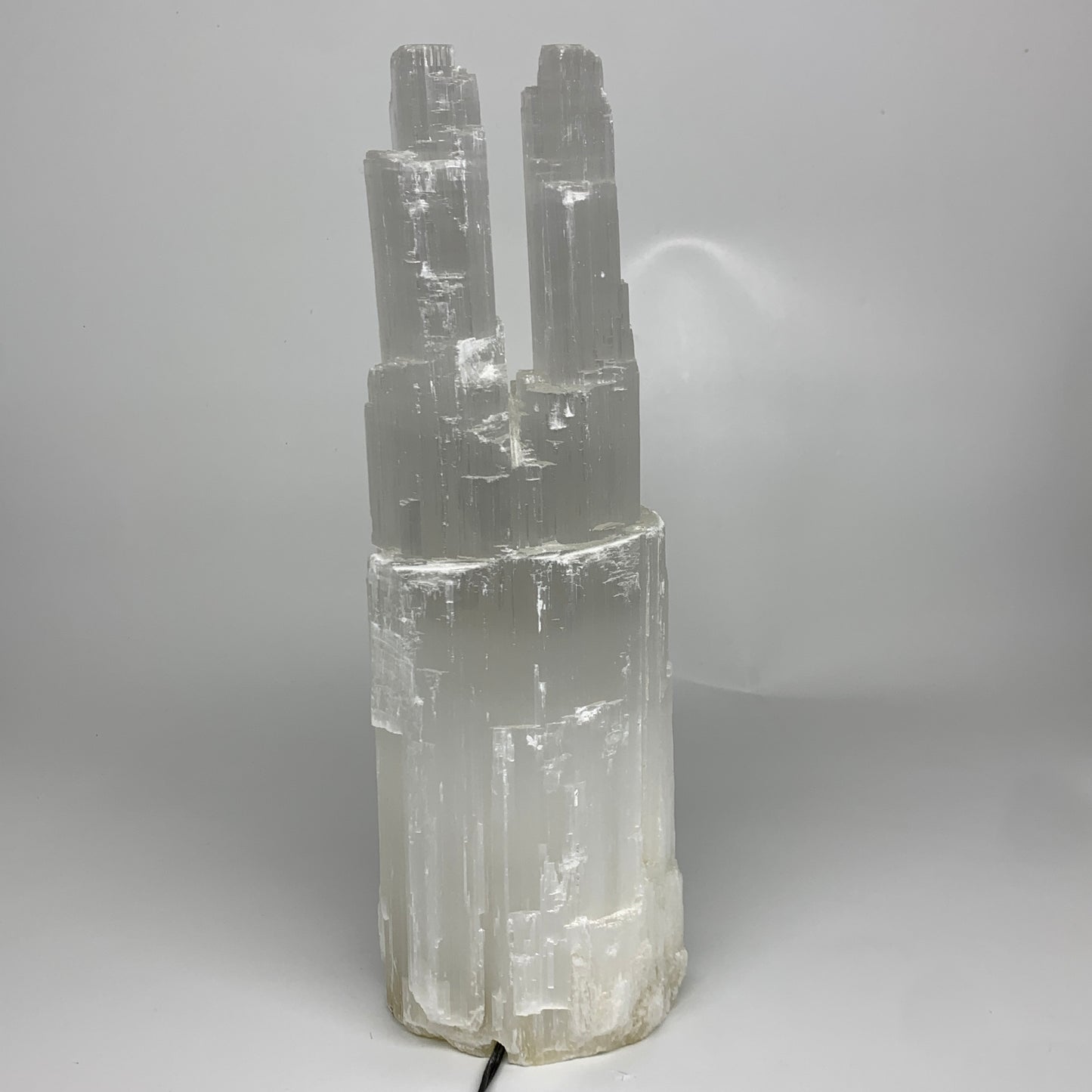 11.7 lbs, 15.5"x5.2"x4.1" Rough Selenite (Satin Spar) Lamp Tower W/Chord, B35832